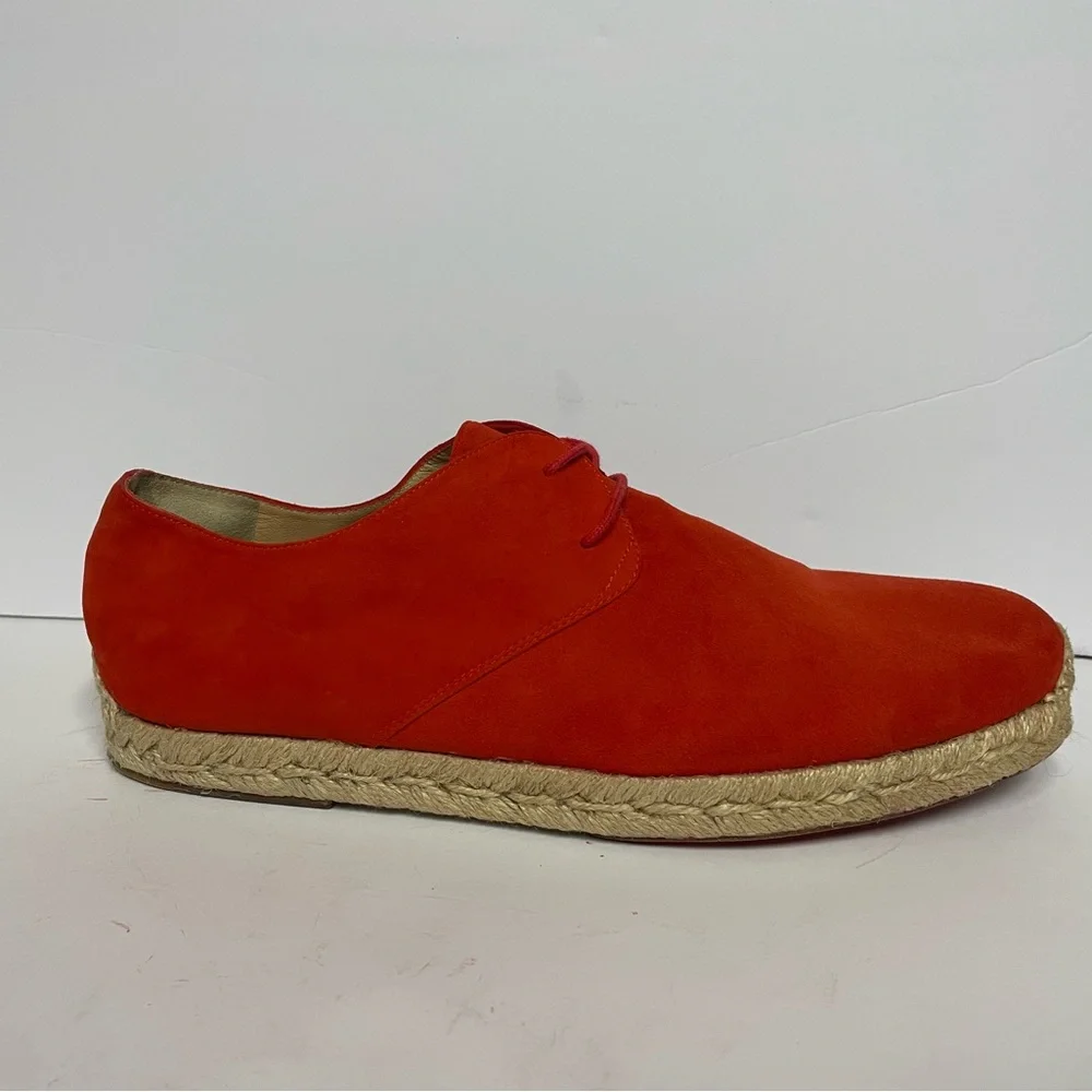 Christian Louboutin unisex Red Suede espadrille Oxford shoes 40 M 7/ W 9.5